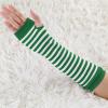 imageAllegra K Womens Fingerless Gloves Printed Elbow Length Knitted Arm WarmersGreen White