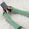 imageAllegra K Womens Fingerless Gloves Printed Elbow Length Knitted Arm WarmersGreen White