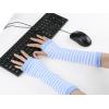 imageAllegra K Womens Fingerless Gloves Printed Elbow Length Knitted Arm WarmersLight Blue White