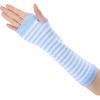 imageAllegra K Womens Fingerless Gloves Printed Elbow Length Knitted Arm WarmersLight Blue White