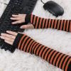 imageAllegra K Womens Fingerless Gloves Printed Elbow Length Knitted Arm WarmersOrange Black
