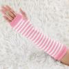 imageAllegra K Womens Fingerless Gloves Printed Elbow Length Knitted Arm WarmersPink White