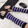 imageAllegra K Womens Fingerless Gloves Printed Elbow Length Knitted Arm WarmersPurple Black