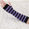 imageAllegra K Womens Fingerless Gloves Printed Elbow Length Knitted Arm WarmersPurple Black