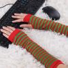 imageAllegra K Womens Fingerless Gloves Printed Elbow Length Knitted Arm WarmersRed Green