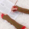 imageAllegra K Womens Fingerless Gloves Printed Elbow Length Knitted Arm WarmersRed Green