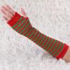 imageAllegra K Womens Fingerless Gloves Printed Elbow Length Knitted Arm WarmersRed Green