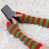 imageAllegra K Womens Fingerless Gloves Printed Elbow Length Knitted Arm WarmersRed Green Wide Stripes
