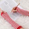 imageAllegra K Womens Fingerless Gloves Printed Elbow Length Knitted Arm WarmersRed White