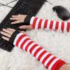 imageAllegra K Womens Fingerless Gloves Printed Elbow Length Knitted Arm WarmersRed White Black