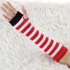 imageAllegra K Womens Fingerless Gloves Printed Elbow Length Knitted Arm WarmersRed White Black