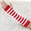imageAllegra K Womens Fingerless Gloves Printed Elbow Length Knitted Arm WarmersRed White Wide Stripes