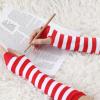 imageAllegra K Womens Fingerless Gloves Printed Elbow Length Knitted Arm WarmersRed White Wide Stripes
