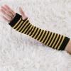 imageAllegra K Womens Fingerless Gloves Printed Elbow Length Knitted Arm WarmersYellow Black