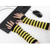 imageAllegra K Womens Fingerless Gloves Printed Elbow Length Knitted Arm WarmersYellow Black Wide Stripes