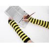 imageAllegra K Womens Fingerless Gloves Printed Elbow Length Knitted Arm WarmersYellow Black Wide Stripes