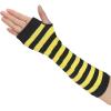 imageAllegra K Womens Fingerless Gloves Printed Elbow Length Knitted Arm WarmersYellow Black Wide Stripes