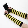 imageAllegra K Womens Fingerless Gloves Printed Elbow Length Knitted Arm WarmersYellow Black Wide Stripes