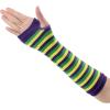 imageAllegra K Womens Fingerless Gloves Printed Elbow Length Knitted Arm WarmersYellow Green Navy