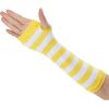 imageAllegra K Womens Fingerless Gloves Printed Elbow Length Knitted Arm WarmersYellow White Wide Stripes