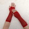 imageAllegra K Womens Fingerless Mesh 1980s Fancy Dress Party Costume Accessories Fishnet Gloves 2 PairsRed
