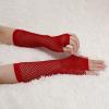 imageAllegra K Womens Fingerless Mesh 1980s Fancy Dress Party Costume Accessories Fishnet Gloves 2 PairsRed