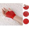 imageAllegra K Womens Fingerless Mesh 1980s Fancy Dress Party Costume Accessories Fishnet GlovesRed