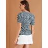 imageAllegra K Womens Floral Blouse Crew Neck Valentines Day Casual Shirred Short Sleeve TopBlue
