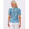 imageAllegra K Womens Floral Blouse Crew Neck Valentines Day Casual Shirred Short Sleeve TopBlue Floral