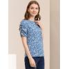imageAllegra K Womens Floral Blouse Crew Neck Valentines Day Casual Shirred Short Sleeve TopBlue White