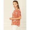 imageAllegra K Womens Floral Blouse Crew Neck Valentines Day Casual Shirred Short Sleeve TopCoral