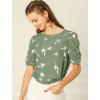 imageAllegra K Womens Floral Blouse Crew Neck Valentines Day Casual Shirred Short Sleeve TopGreen