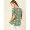 imageAllegra K Womens Floral Blouse Crew Neck Valentines Day Casual Shirred Short Sleeve TopGreen