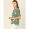 imageAllegra K Womens Floral Blouse Crew Neck Valentines Day Casual Shirred Short Sleeve TopGreen