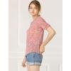 imageAllegra K Womens Floral Blouse Crew Neck Valentines Day Casual Shirred Short Sleeve TopPink