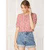 imageAllegra K Womens Floral Blouse Crew Neck Valentines Day Casual Shirred Short Sleeve TopPink