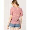 imageAllegra K Womens Floral Blouse Crew Neck Valentines Day Casual Shirred Short Sleeve TopPink