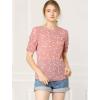 imageAllegra K Womens Floral Blouse Crew Neck Valentines Day Casual Shirred Short Sleeve TopPink