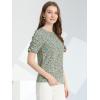 imageAllegra K Womens Floral Blouse Crew Neck Valentines Day Casual Shirred Short Sleeve TopTeal