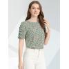 imageAllegra K Womens Floral Blouse Crew Neck Valentines Day Casual Shirred Short Sleeve TopTeal