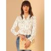 imageAllegra K Womens Floral Button Front V Neck Long Sleeve Peplum Hem Crop Top