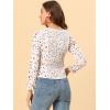 imageAllegra K Womens Floral Square Neck Long Sleeve Print Peasant Blouse Top