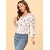 imageAllegra K Womens Floral Square Neck Long Sleeve Print Peasant Blouse Top