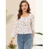 imageAllegra K Womens Floral Square Neck Long Sleeve Print Peasant Blouse Top