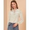 imageAllegra K Womens Floral Top Ruffle Tie Neck Chiffon BlouseWhite