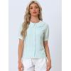 imageAllegra K Womens Gingham Button Up Shirt Blouse Short Sleeve Peter Pan Collar TopsBlue
