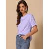 imageAllegra K Womens Gingham Button Up Shirt Blouse Short Sleeve Peter Pan Collar TopsLight Purple