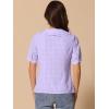 imageAllegra K Womens Gingham Button Up Shirt Blouse Short Sleeve Peter Pan Collar TopsLight Purple