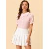 imageAllegra K Womens Gingham Button Up Shirt Blouse Short Sleeve Peter Pan Collar TopsPink