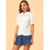 imageAllegra K Womens Gingham Button Up Shirt Blouse Short Sleeve Peter Pan Collar TopsWhite